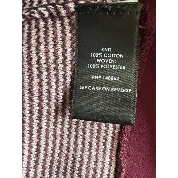 TORRID PURPLE PLAID KNIT CREWNECK CHIFFON SHIRTTAIL TRIM SIZE 00 (M/10) - Picture 3 of 3